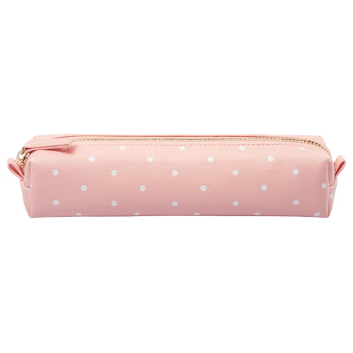 Никогда не молния карандаш сумка розовый Kawaii Dot мешок Сумки для карандашей