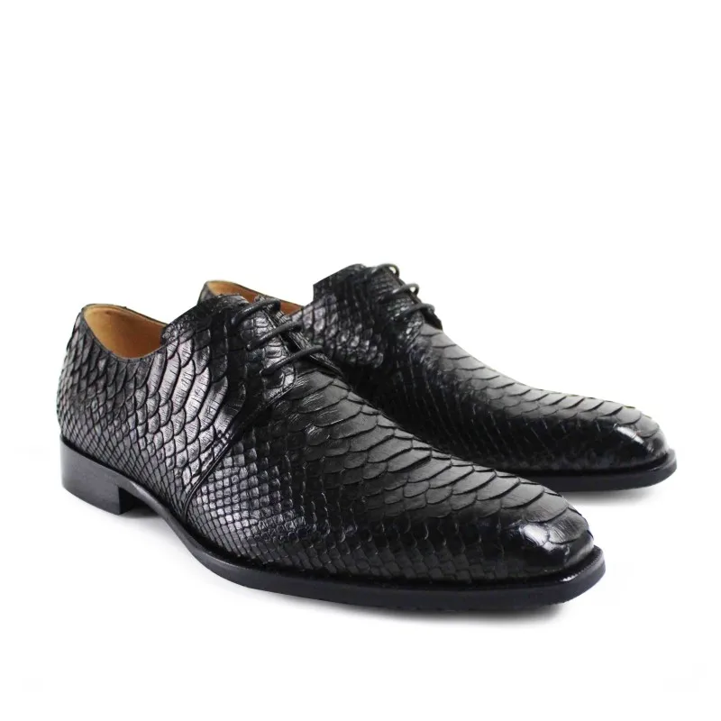 Cuero Zapatos Serpiente Black Para Genuino Retro Original Mano Boda De A Moda Hombre Lujo Hecho Diseño Vintage Piel Vikeduo Derby wZHXfTOnqH
