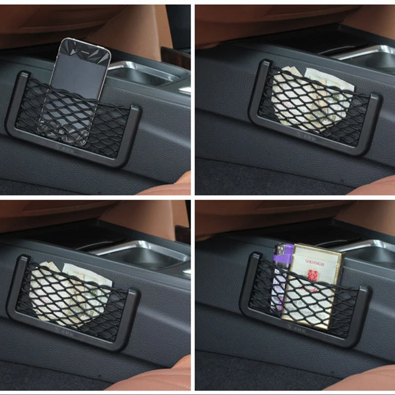 

Universal Auto Car Accessories Pocket Cage Car Storage Bag Elastic Flexible Mesh Back Rear Cargo Trunk Storage Organizer Net