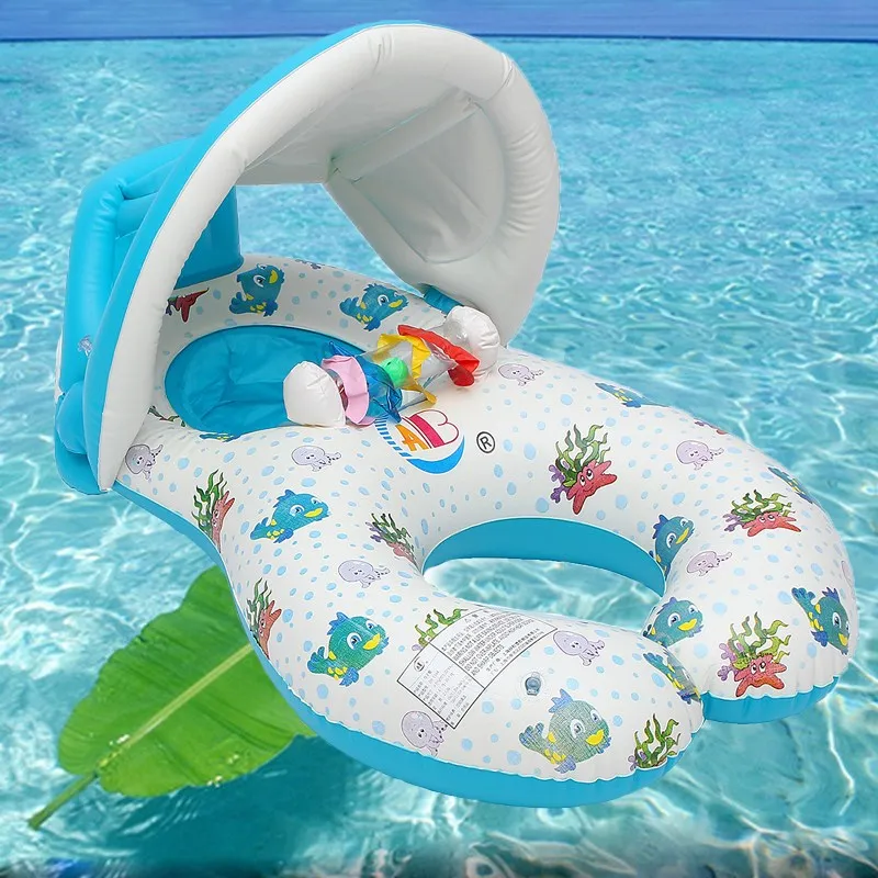 Детский Надувной Плавательный круг с тентом, безопасность для мамы, детей, двойной круг для плавания, безопасность, поплавок, игрушки для