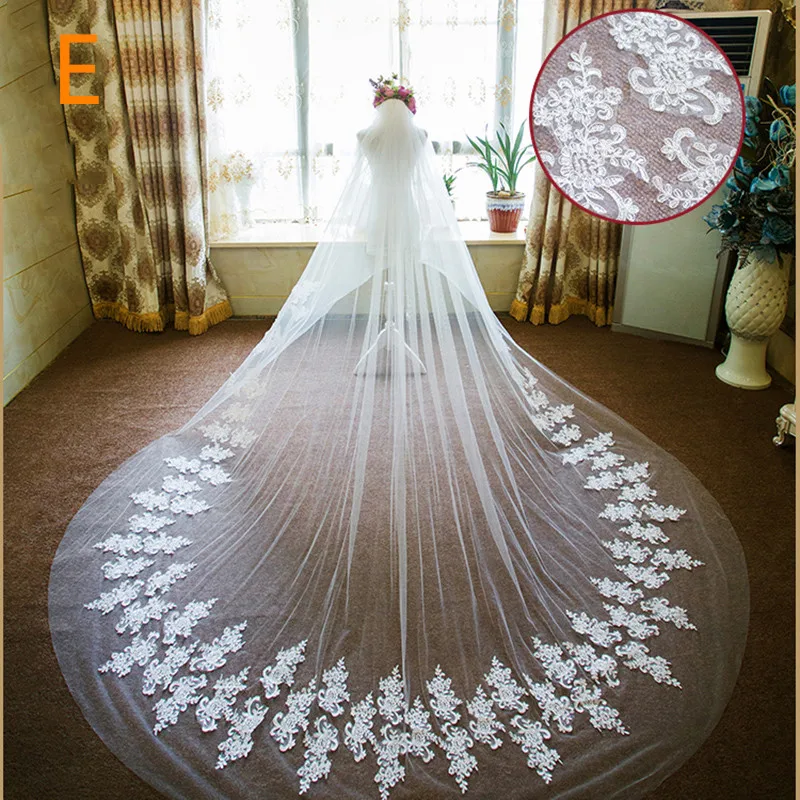 White 2T Knee Length Headdress Bridal Veils Bride Wedding Veil Lace  Flower+Clip