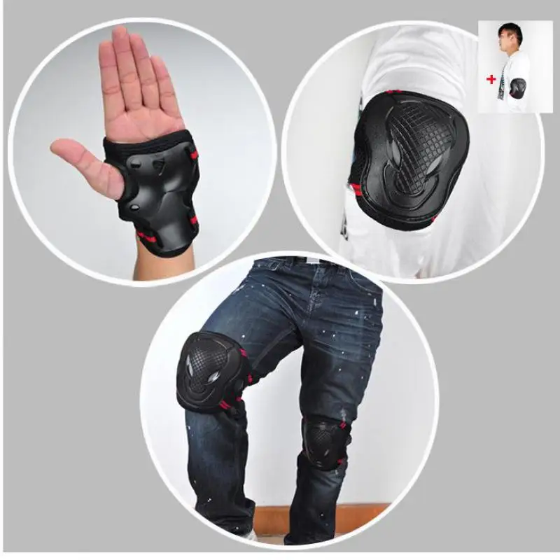 Roller Skates Skateboarding Skiing Wrist Knee Elbow Protector Set Adult