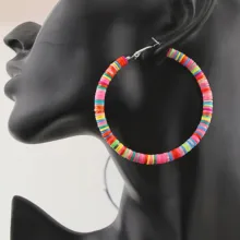 1 пара богемные этнические красочные круглые серьги круглые большие круглые Висячие Подвески женские ювелирные изделия вечерние подарки