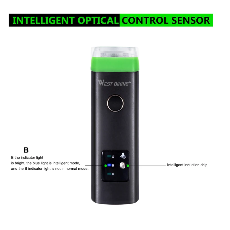 Top WEST BIKING Intelligent Bike Light Cycling Front Light 4 Modes  Warning Flashlight USB Charging Sensor Auto Lamp Bicycle Light 4