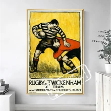 Cartel publicitario Vintage de Rugby en Twickenham, pinturas clásicas sobre lienzo, pósteres de pared, pegatinas para decoración del hogar, regalo