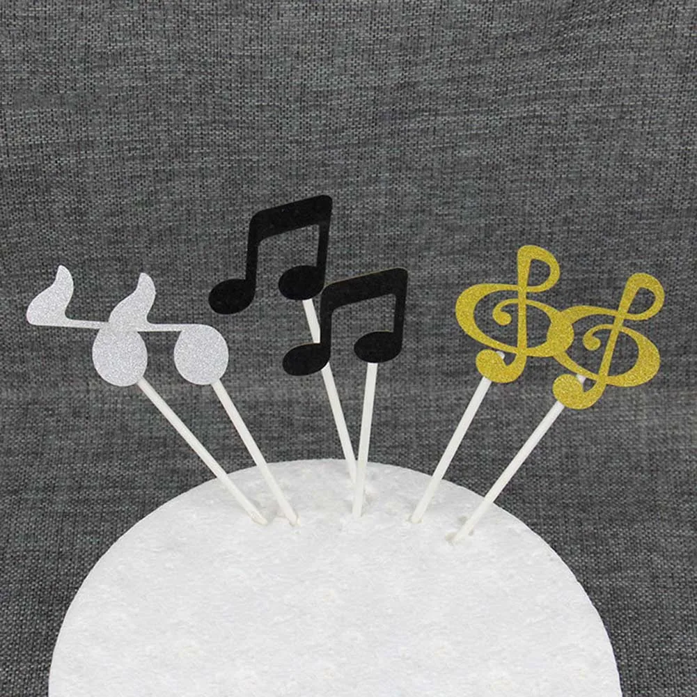 

18 Pcs/set Cake Toppers Glitter Music Note Paper Banner For Cupcake Wrapper Baking Cup Birthday Party Wedding Decor Baby Shower