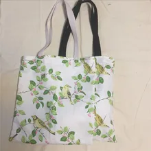 YILE хлопок холст эко рынок хозяйственная сумка наплечная печать ветка лист птица L8510-2