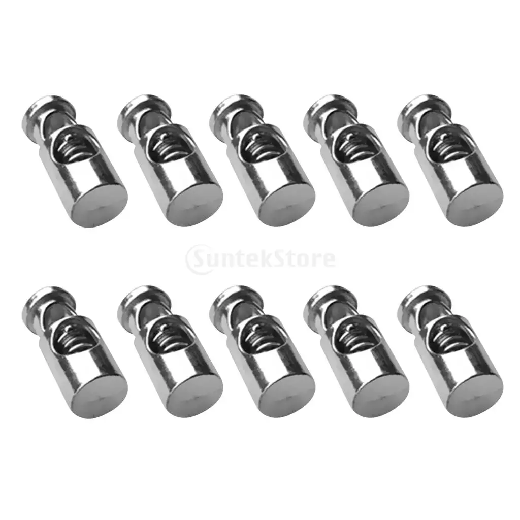 10Pcs Alloy Metal Cylinder Barrel Single Hole String Cord Locks Ends Toggle Spring Clasp Stop Drawstring Sewing Cordlocks Clip