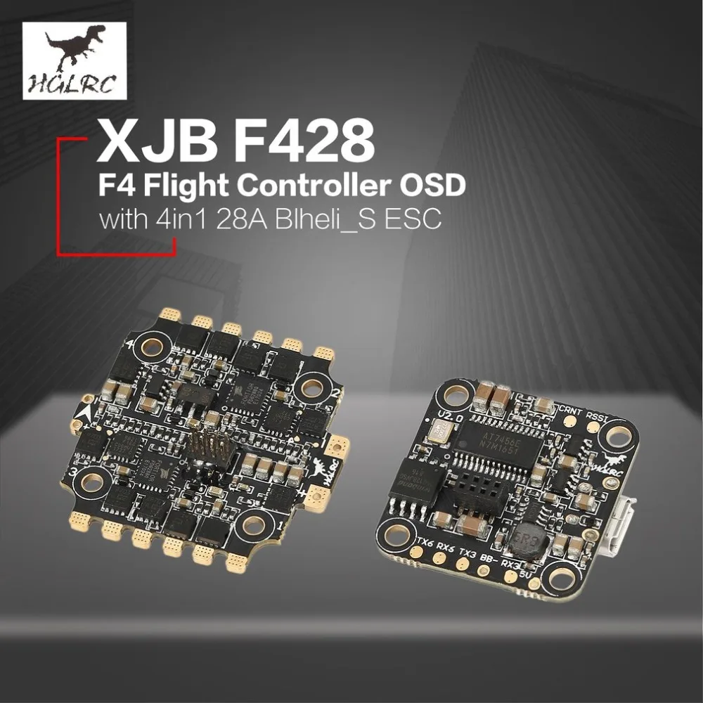 

HGLRC XJB F428 F4 Tower Flight Controller Betaflight OSD 2-4S 4in1 28A Blheli_S ESC for 65mm-250mm RC Racing Quadcopter Drone