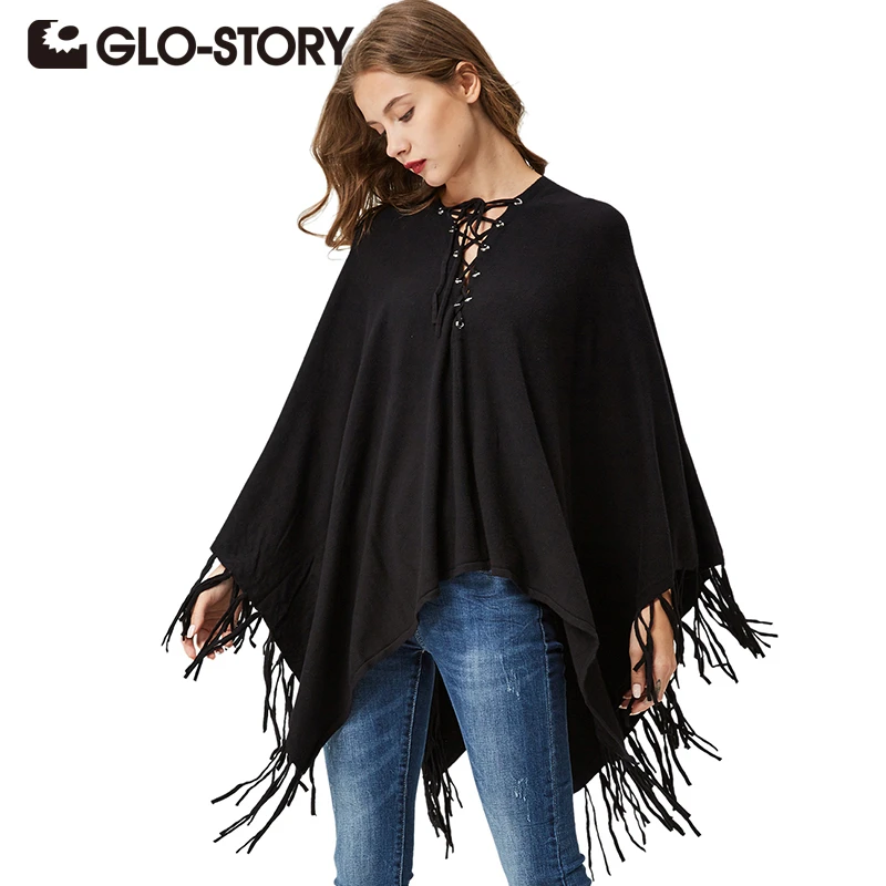 

GLO-STORY Sweater Women whith Tassel Pullovers 2018 Autumn Knitted Jumper Fashion Batwing Sleeve Sweater Tops for Femininas 3421