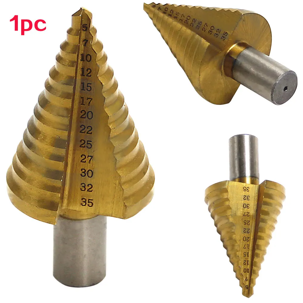 1pcs 5 35mm Hex Titanium Step Cone Drill Bit Hole Saw Cutter HSS Power
