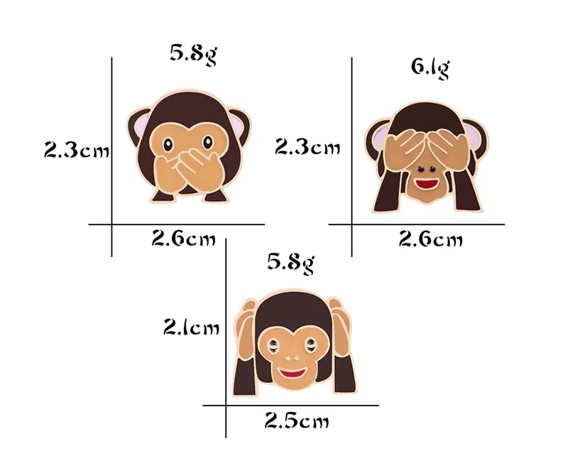 Эмалированные заколки с животными, 3 стиля, милые Куртки с лацканами на пуговицах с изображением обезьяны, рубашка, значок, броши, детские игровые ювелирные изделия, подарок