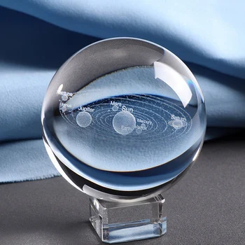 

HOT 3D Solar System Crystal Ball Planet Glass Ball Crafts Earth Miniature Model Home Decoration Astronomy Gift Decoration 80Mm