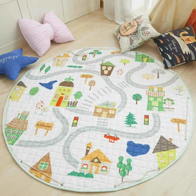 Nordic Round Animals Baby Padded Play Mats Crawling Floor Quilted