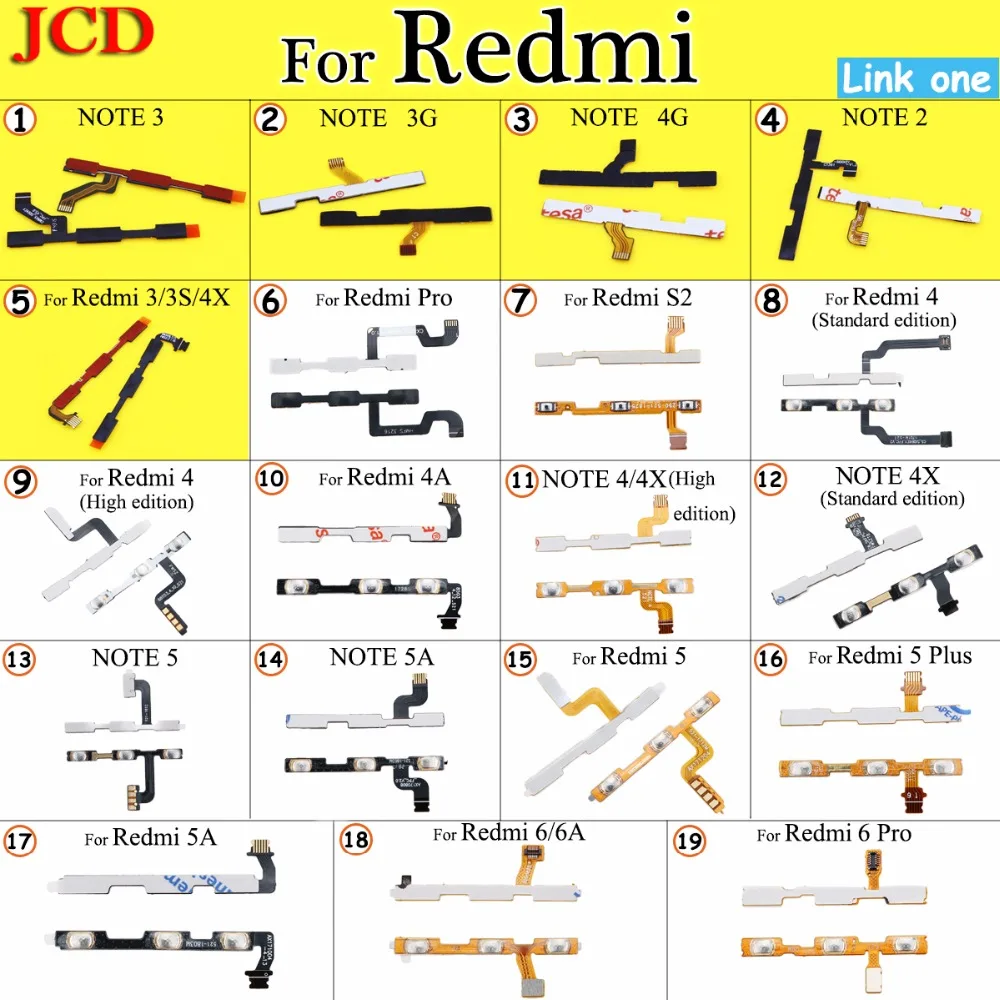 Кнопка включения и выключения звука JCD гибкий кабель для Xiaomi Redmi 3 3S 4A Note 2 5A 5 Plus 4X