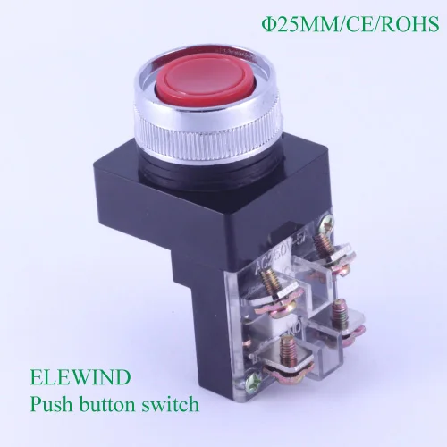 ELEWIND 25mm1NO1NC Push on momentary switch (PB227-11/R)