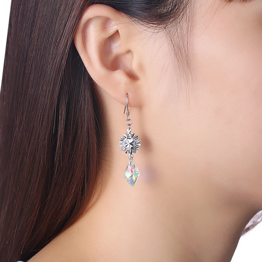 

925 sliver Drop Earrings diamond Gemstonfor Women Vintage Style Sterling Silver 925 Jewelry Brincos Bizuteria orecchini earrings