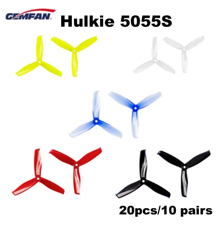24 шт./12 пар Gemfan Hulkie 5055S 3 Blade cw ccw Propeller prop совместимый 2205 2306 бесщеточный двигатель
