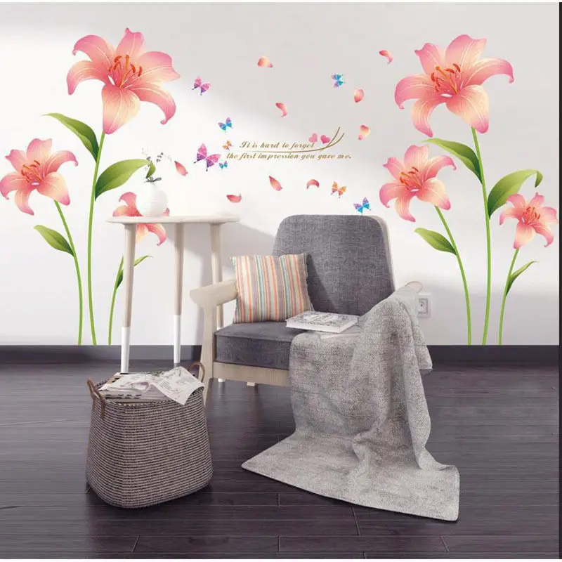 DIY Pink Flower Removable Bedroom Living Room Wall Sticker Mural Home