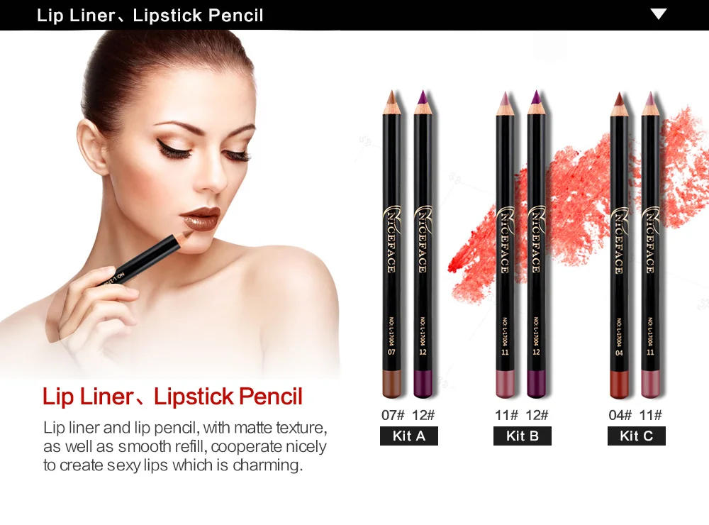 Magic Mirror Makeup Kit Eyelashes mascara + eyeliner + Eyebrow pencil + Lip liner + Liquid lipstick Long Lasting Brand Make Up (8)