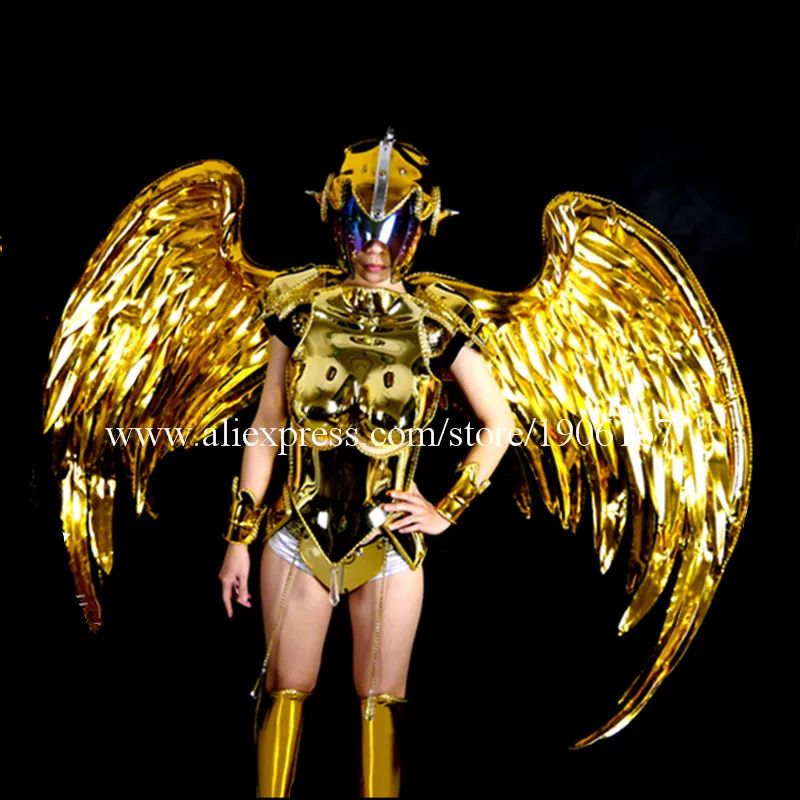 Fashion Gold Plated Catwalk Shows Costumes Wings Suit Clothing Party Singer DJ KTV Bar Performance Dance Dress Clothes03