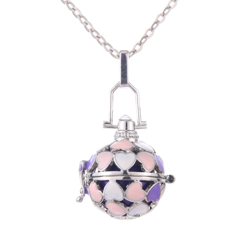 Rhinestone Mexico Ball Aromatherapy Jewelry Essential Oil Diffuser Necklace Pregnancy Lockets Pendant Necklace Pregnancy Balls - Окраска металла: N2324-PURPLE