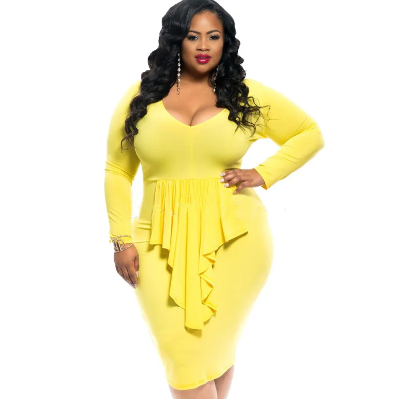 long sleeve midi bodycon dress plus size