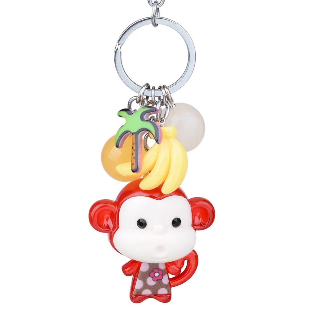 Cute Plush Monkey Keychain Car Key Ring Bag Charm Animal Pendant Key