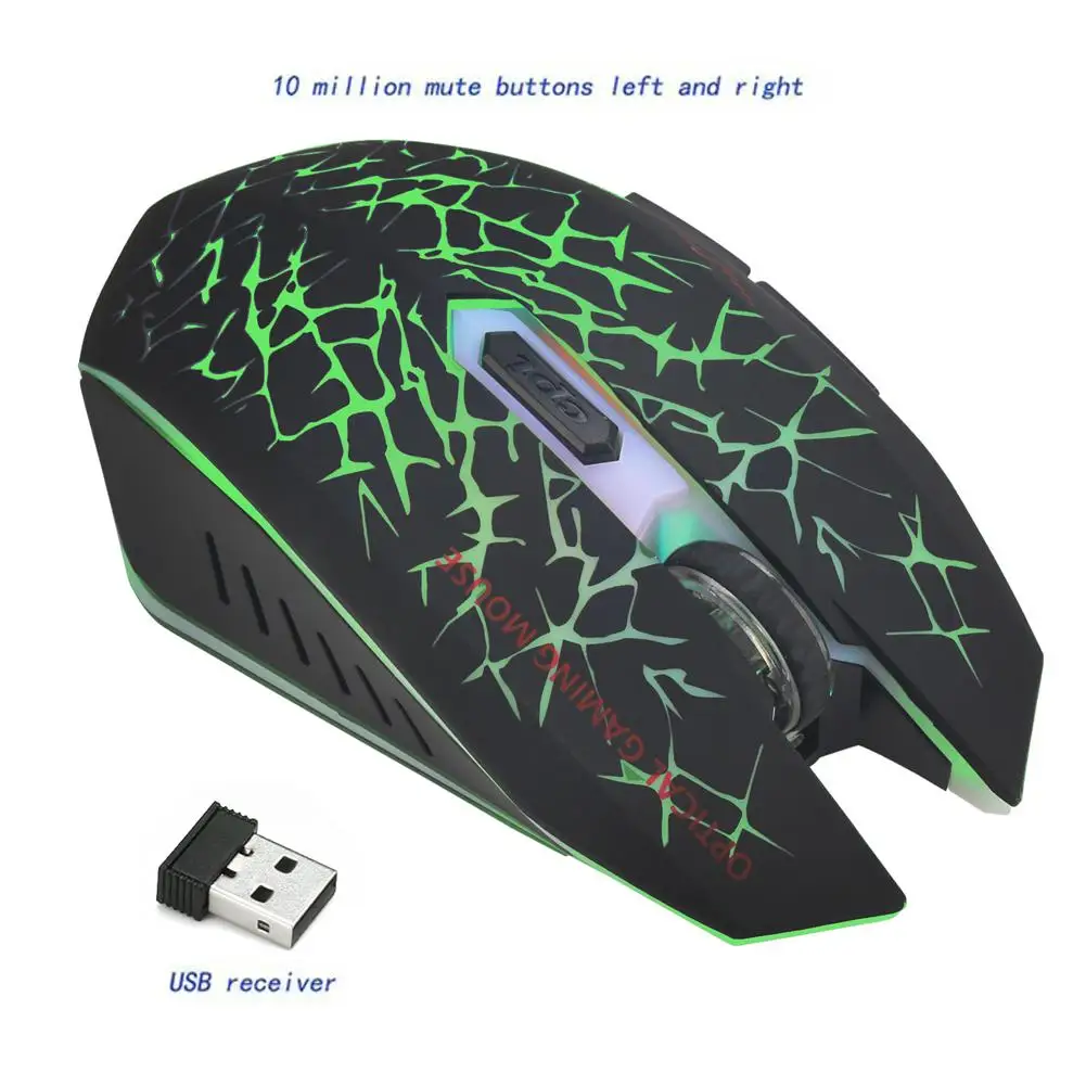 2,4G беспроводная мышь с цветными бликами, оптическая эргономичная игровая мышь 2400 dpi, товары для дома и офиса