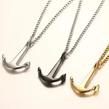 

Fashion Gold/black Plated Handmade Necklace Free 24inch Chain 2018 Moana Collier Collares Anchor Necklaces Pendants Men Jewelry