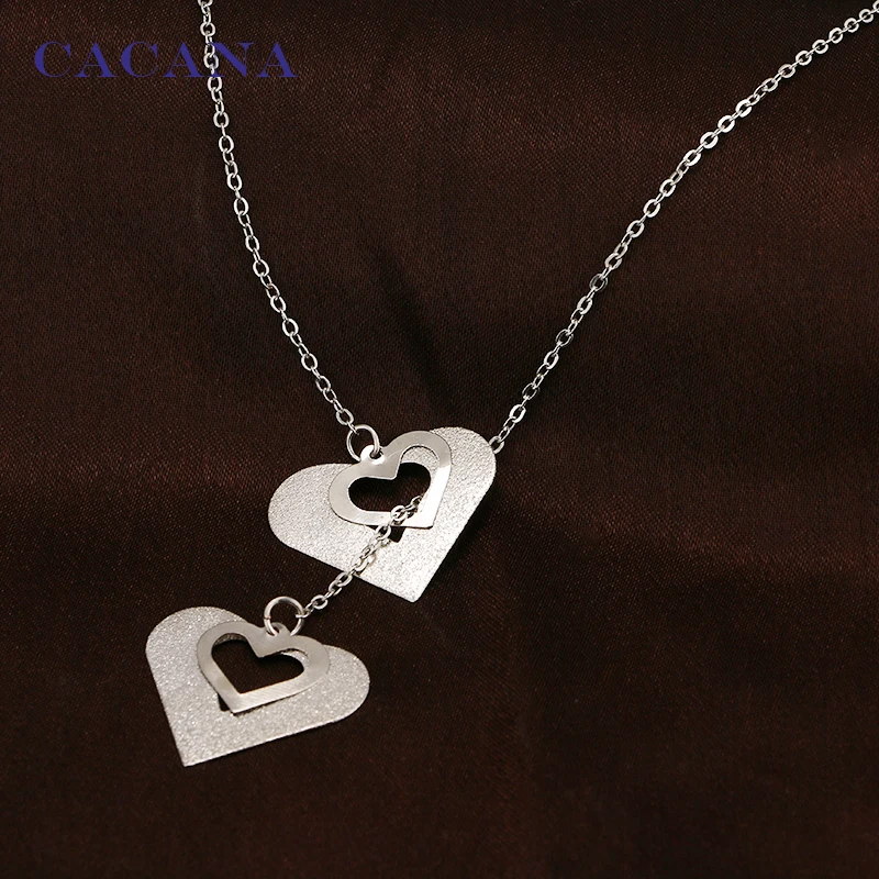 CACANA Necklace Fashion Concentric Heart Pendant Necklace 2 Colors Women Chokers Necklace Wholesale Jewelry Bijouterie N15