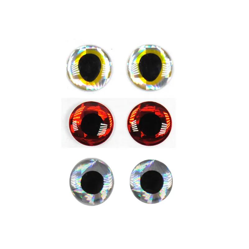 [300PCS] Resin 3D Fish Eye for Lure Bait Making Pike Fly Tying 10mm Gold Red Silver