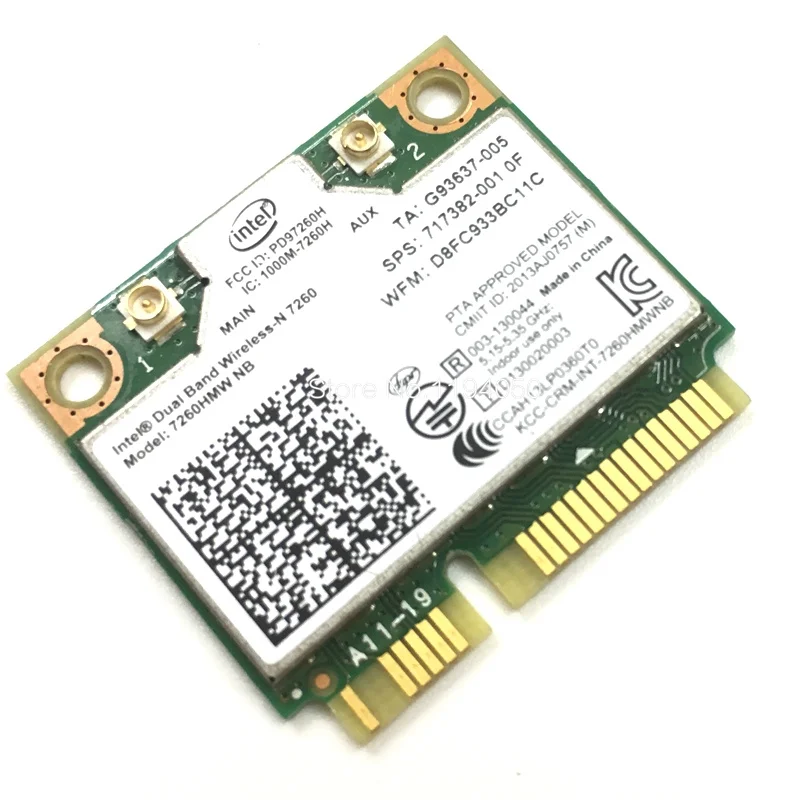 Беспроводная Wifi карта Двухдиапазонная Intel 7260 NB 7260HMW Mini PCI-E 300 Мбит/с 802.11N 2,4G/5 ГГц для ноутбуков 7260NB