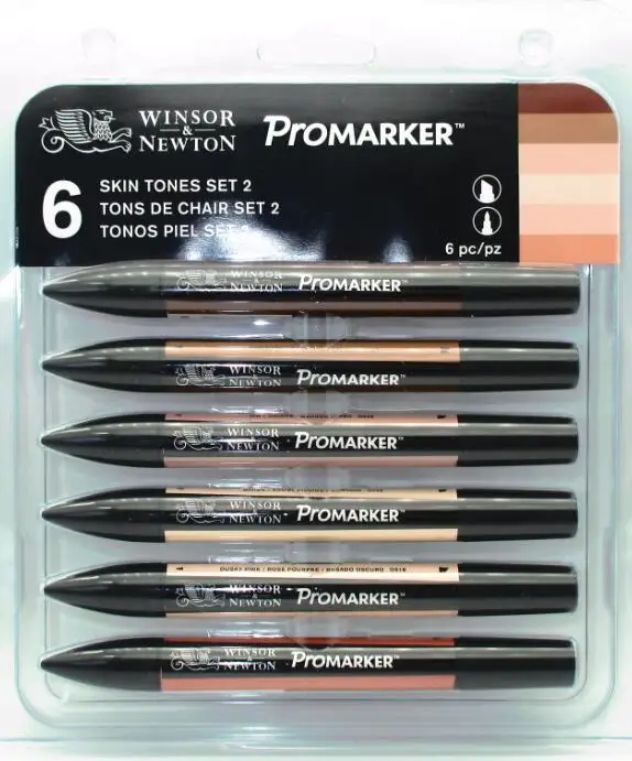 Winsor& Newton Promarker набор тонов кожи двойной наконечник на спиртовой основе быстросохнущие маркеры - Цвет: Skin 2