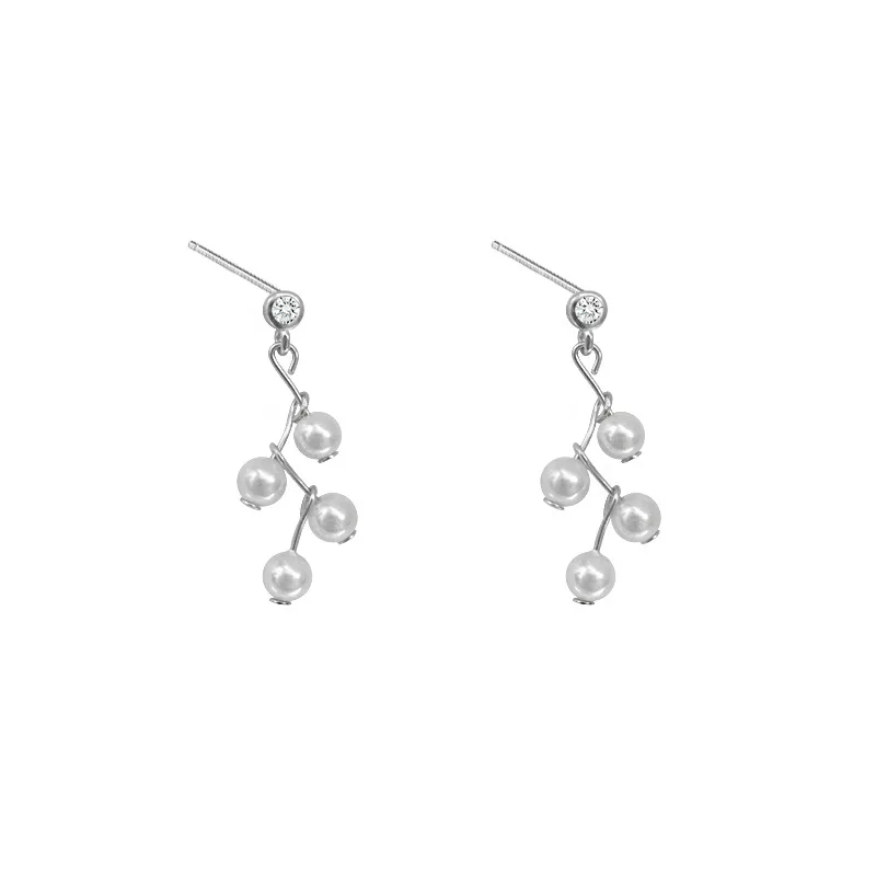 

Simple Shell Pearl Tree CZ 925 Sterling Silver Dangling Earrings