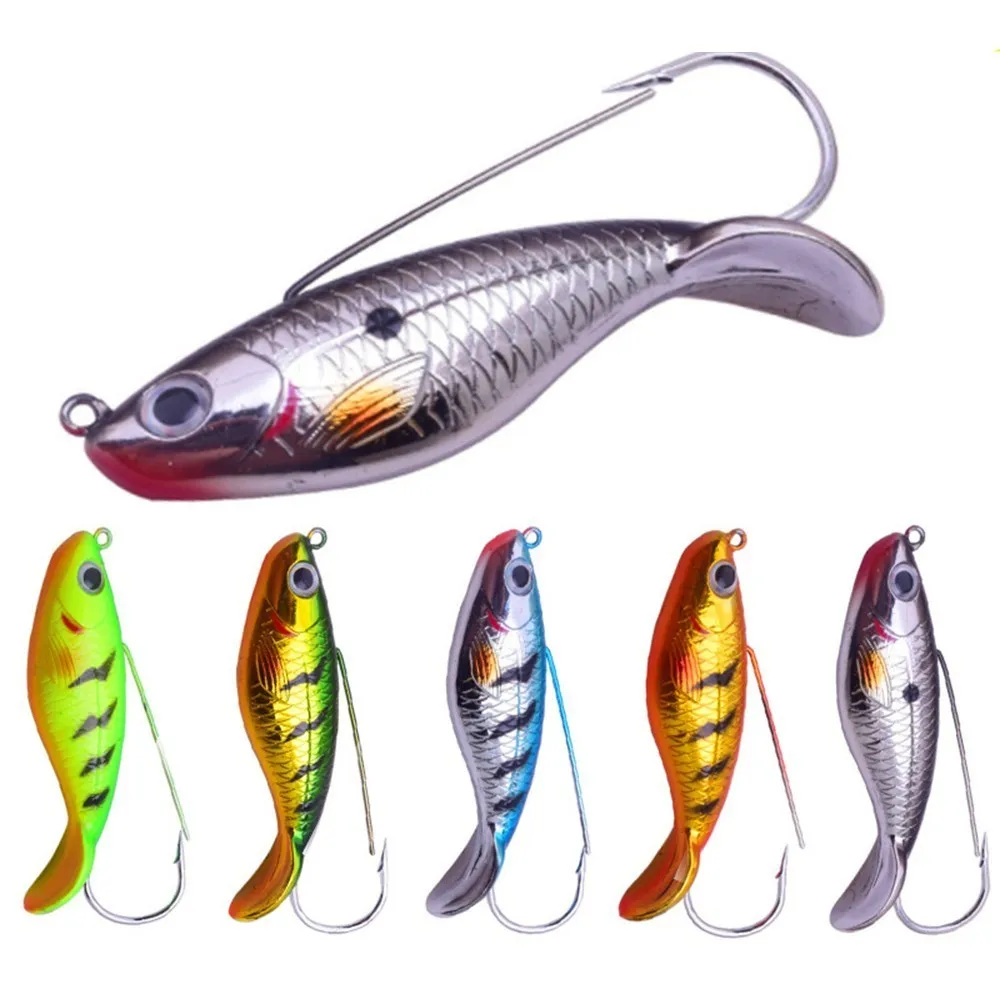 

New 1PCS 7cm/18g Winter Sea Hard Fishing Lure VIB Bait 3D eyes With Lead Inside Diving Swivel Jig Wing Wobbler Crankbait Lure