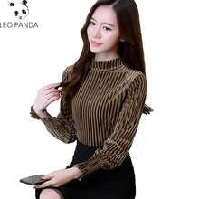 Новая весенне-осенняя женская футболка с высоким воротом и длинным рукавом трикотажная рубашка утепленная Футболка Пуловер Женские повседневные топы LCY1135