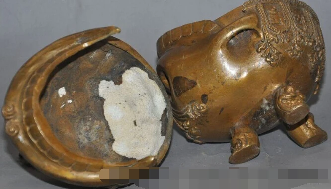 

S0653 Tibet Buddhism Bronze Man Die Skull Head Vajra statue Incense Burner Censer