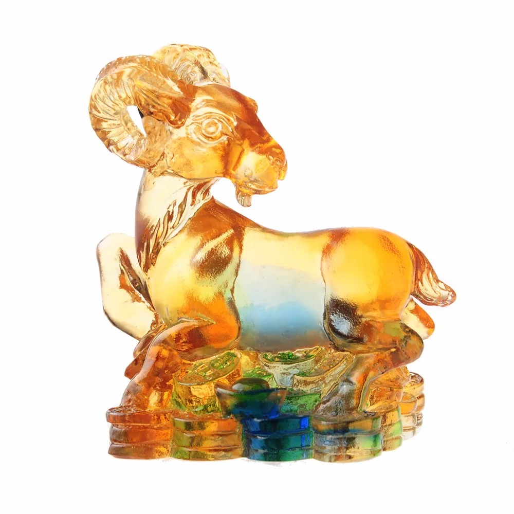 H&D Crystal Liuli 12 Chinese Zodiac Animal Sheep Art Figurines Paperweight Ornament Special Feng