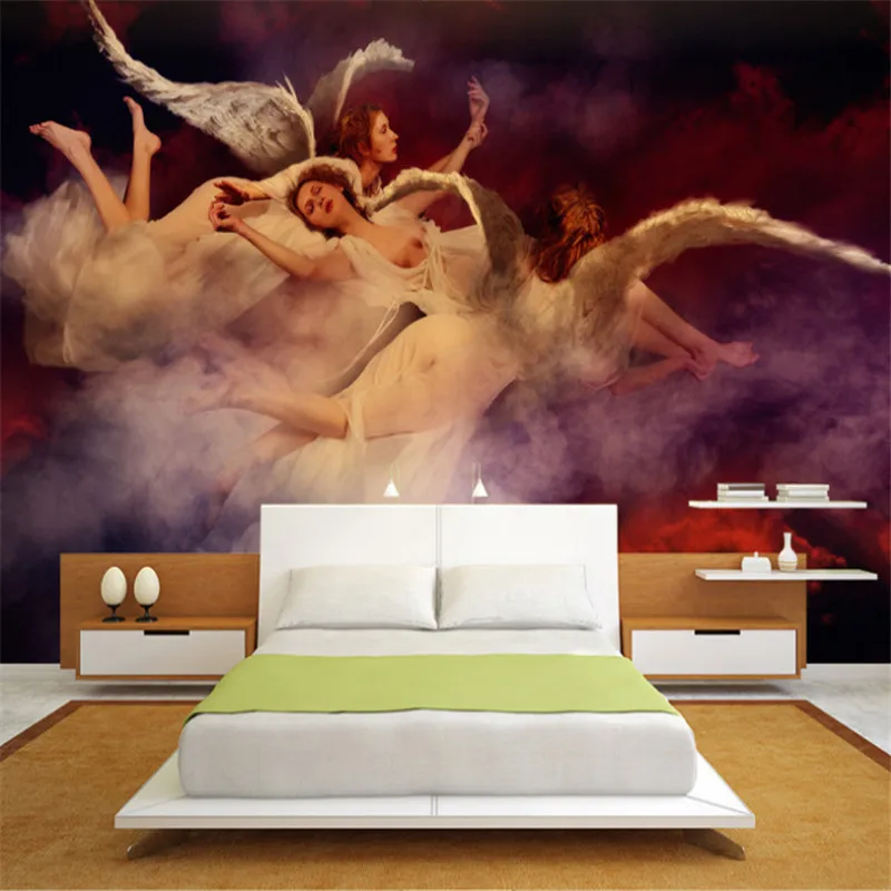 

custom hd 3d photos high quality non-woven wallpaper wall murals 3d angel oil painting background wallpaper for study room