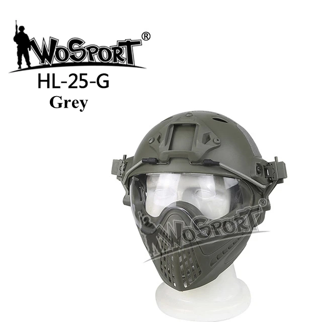 Новинка, уличный армейский Тактический шлем, легкий военный страйкбольный шлем с маской, противотуманные линзы для пейнтбола, армейский военный шлем - Цвет: grey