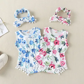 

2Pcs Tassels Baby Bodysuits Summer Summer Newborn Girls Clothing Baby Climbing Suit Infant Jumpsuits Girl Clothes Bebe Headband