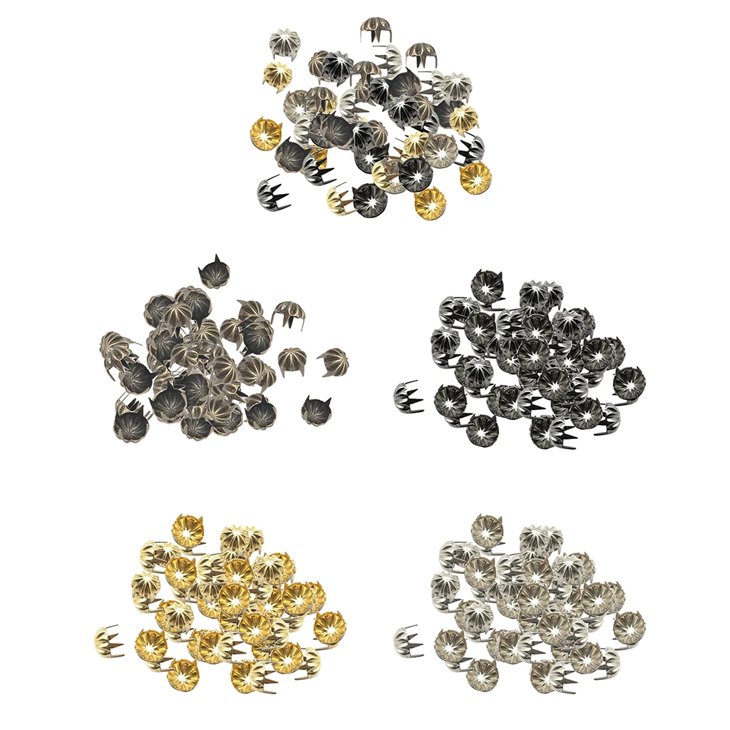 50pcs Metal Pumpkin Studs Claw Rivet Leathercraft Punk for Bags Jeans Belt Decoration