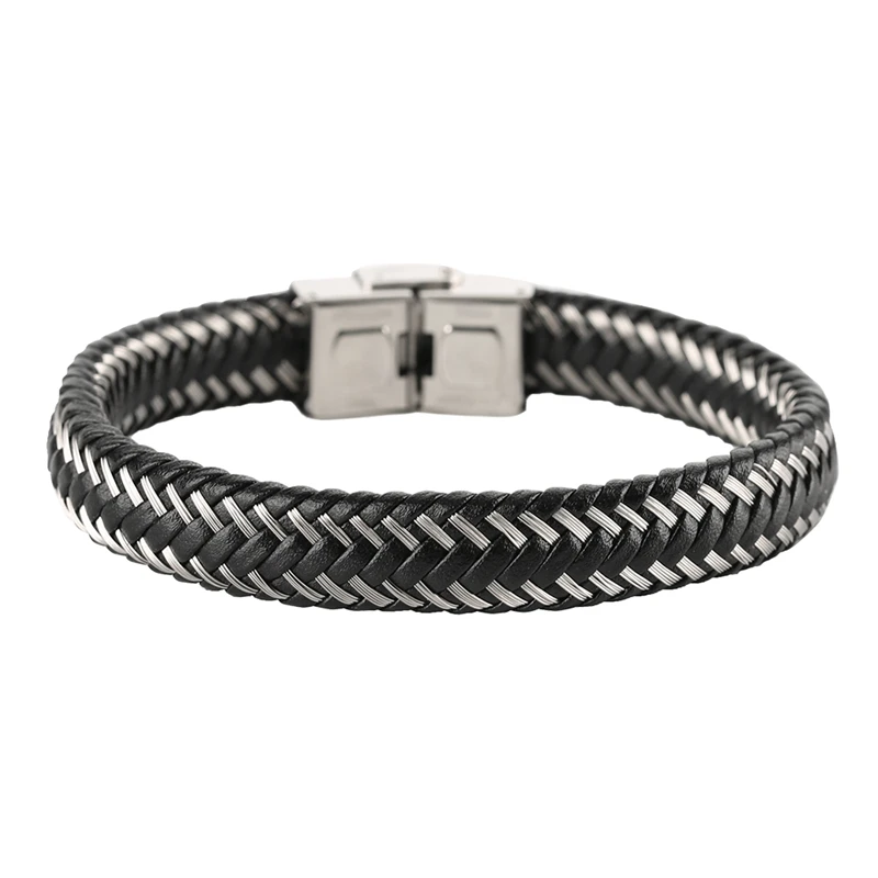 

Minimalist Hand-woven Men Bracelet Bangle Genuine Leather Cool Rope Chain Simple Black Punk Jewelry for Fashion Gifts