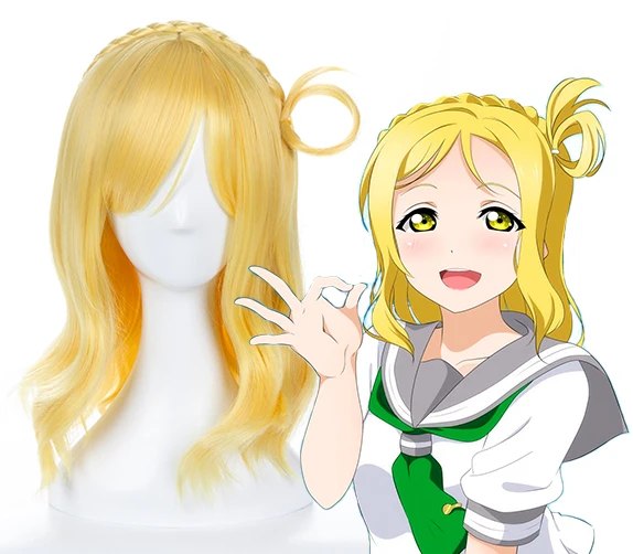 Аниме LoveLive!Sunshine! Косплей парик Мари охара лимон золотые парики Хэллоуин Карнавал