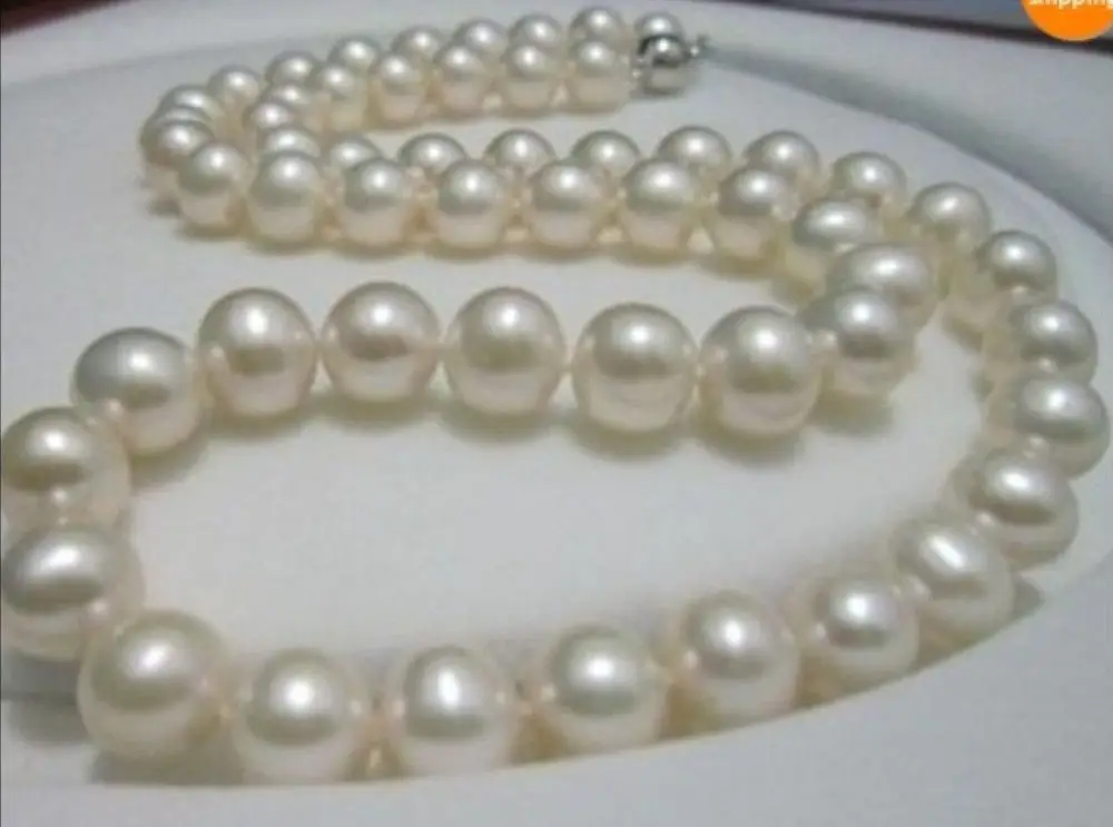 

Free Shipping>>new hot AAA 9-10MM SOUTH SEA WHITE PEARL NECKLACE 18