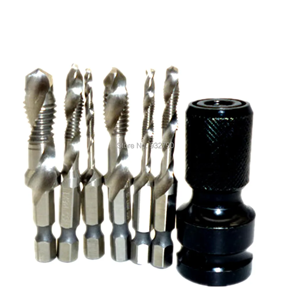 6pcs Combination Drill Tap Hss Metric Drill 1/4" Hex Shank M3 M4 M5 M6