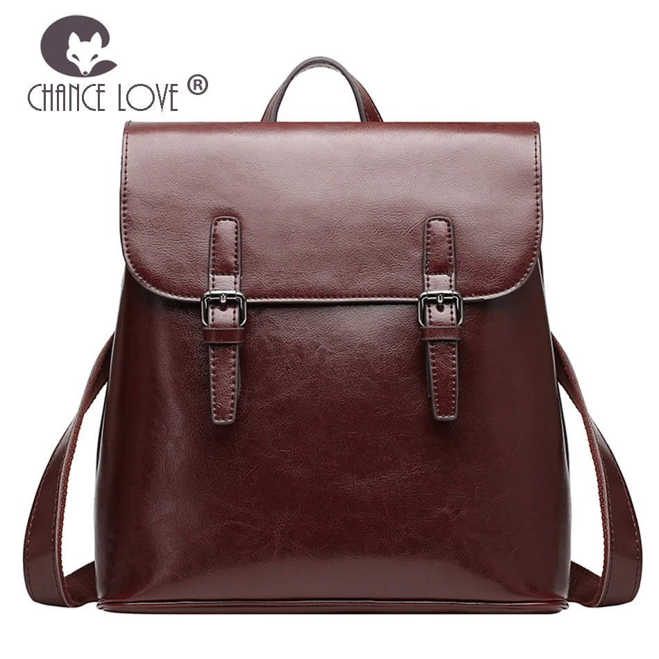 

Chance Love 2018 Summer new Genuine leather wild female bag backpack Double belt fashion travel backpack ladies Back zipper bag