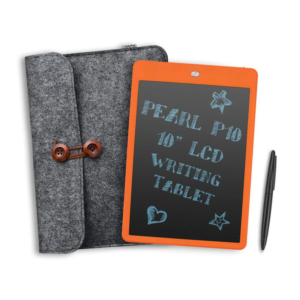 

Parblo Pearl P10 10" LCD Writing Tablet E-Writer Pad with Eraser Lock Button Orange + Parblo P10 10.5 inches Wool Liner Bag