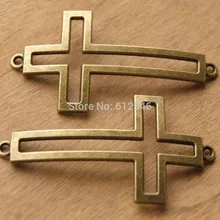 20 шт. античная бронза/серебро Боком Крест соединитель талисманы подходят для изготовления ювелирных браслетов 52x28 мм